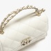 3Chanel CLUTCH WITH CHAIN Grained Shiny Calfskin &amp; Gold-Tone Metal White #A22128