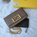 17Fendi Mini handbag with flip and snap closure Pequin fabric back and flat pocket bag #A26242