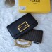 26Fendi Mini handbag with flip and snap closure Pequin fabric back and flat pocket bag #A26242