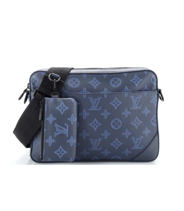 Louis Vuitton Duo Messenger Bag Monogram Shadow Leather Blue/Gray #A37734