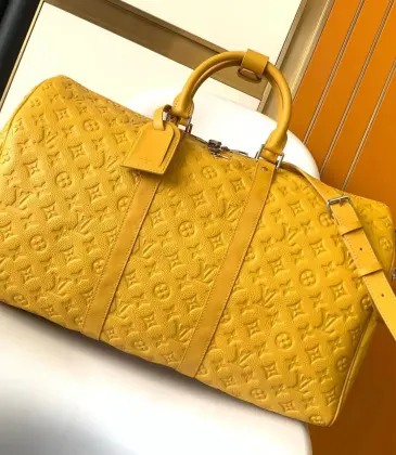 Louis Vuitton Yellow Monogram Coated Canvas Keepall Bandouliere 50 Aged Gold Hardware for Sale #A44622