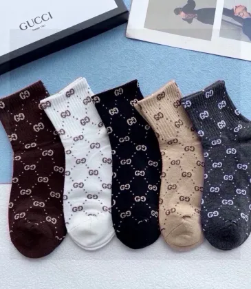 Gucci Striped Cotton Crew Socks with Logo #A45586