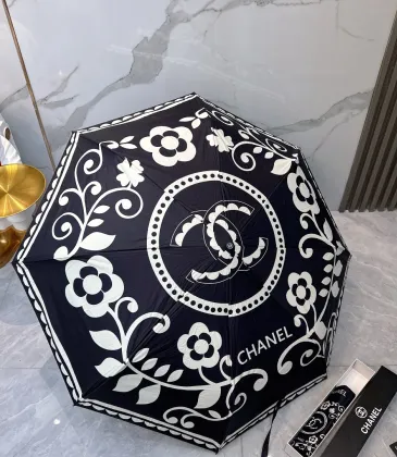 Classic Chanel  2024 Summer New Fully Automatic Folding Umbrella Black Coating for Sun Protection, Effectively Blocks 99% of UV Rays, UPF &gt; 50 Thus Providing a Cooling Effect Under the Umbrella! #A38976