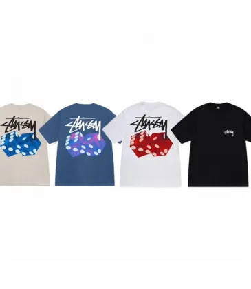 Stussy 2024 New Summer Collection Dice and Alphabet Print Loose Half Sleeve Stussy T-shirt for Men and Women, 230g Pure Cotton Tubular Fabric, Sizes S-XXL #A33191