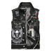 1New men's denim vest trendy men wash Black Embroidered Skull #999923258