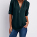 13V-neck zipper large size women's long-sleeved sleeves loose chiffon shirt (S-5XL) #9116411