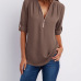 14V-neck zipper large size women's long-sleeved sleeves loose chiffon shirt (S-5XL) #9116411