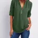 5V-neck zipper large size women's long-sleeved sleeves loose chiffon shirt (S-5XL) #9116411