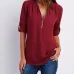 7V-neck zipper large size women's long-sleeved sleeves loose chiffon shirt (S-5XL) #9116411