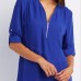9V-neck zipper large size women's long-sleeved sleeves loose chiffon shirt (S-5XL) #9116411