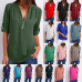 1V-neck zipper large size women's long-sleeved sleeves loose chiffon shirt (S-5XL) #9116411