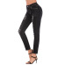 3Foreign trade women's high elastic slim hole jeans Amazon Women's medium waist large denim black pants #99115716
