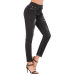 6Foreign trade women's high elastic slim hole jeans Amazon Women's medium waist large denim black pants #99115716