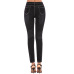 7Foreign trade women's high elastic slim hole jeans Amazon Women's medium waist large denim black pants #99115716