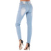 3Foreign trade women's high elastic slim hole jeans Amazon Women's medium waist large denim black pants #99115717