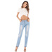 5Foreign trade women's high elastic slim hole jeans Amazon Women's medium waist large denim black pants #99115717