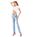 8Foreign trade women's high elastic slim hole jeans Amazon Women's medium waist large denim black pants #99115717