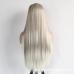 4New matte high temperature silk chemical fiber front lace headgear mixed color long straight hair #999933361