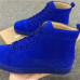 3Christian Louboutin Louis Flat Veau Velours Electric Blue High Top Men Sneaker #9120854