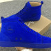 1Christian Louboutin Louis Flat Veau Velours Electric Blue High Top Men Sneaker #9120854