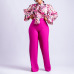4Loose large size casual printed long-sleeved shirt wide-leg pants two-piece set #A21706