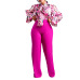 6Loose large size casual printed long-sleeved shirt wide-leg pants two-piece set #A21706