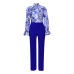 8Loose large size casual printed long-sleeved shirt wide-leg pants two-piece set #A21706