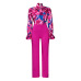 9Loose large size casual printed long-sleeved shirt wide-leg pants two-piece set #A21706