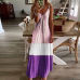 3Gradient V-neck Sling Print Dress Bohemian Loose Long Skirt (7 Colors) S-5XL $9.9 #99904366
