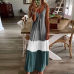 5Gradient V-neck Sling Print Dress Bohemian Loose Long Skirt (7 Colors) S-5XL $9.9 #99904366