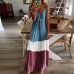 6Gradient V-neck Sling Print Dress Bohemian Loose Long Skirt (7 Colors) S-5XL $9.9 #99904366