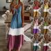 1Gradient V-neck Sling Print Dress Bohemian Loose Long Skirt (7 Colors) S-5XL $9.9 #99904366