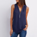3Solid color zipper half-open collar 2021 hot sale women's T-shirt Sleeveless (17 colors) S-5XL-$9.9 #99904357