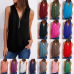 1Solid color zipper half-open collar 2021 hot sale women's T-shirt Sleeveless (17 colors) S-5XL-$9.9 #99904357