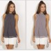 8Summer style  chiffon shirt  sleeveless Fabric: Pearl chiffon double layer (8 Colors) S-3XL $9.9 #99904368