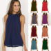 1Summer style  chiffon shirt  sleeveless Fabric: Pearl chiffon double layer (8 Colors) S-3XL $9.9 #99904368
