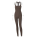 14Women's spring and summer 2021 new knitted solid color high waist tight sports Yoga one-piece pants Dresses #999902420